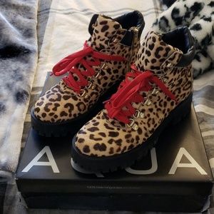 Leopard combat boots